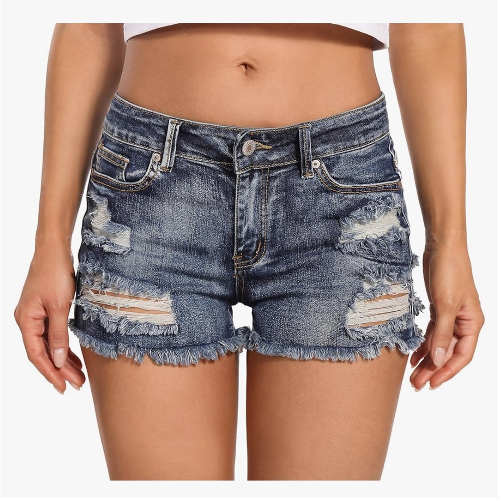 Jeans shorts, ripped, summer, spring, jorts, blue jeans, low waisted